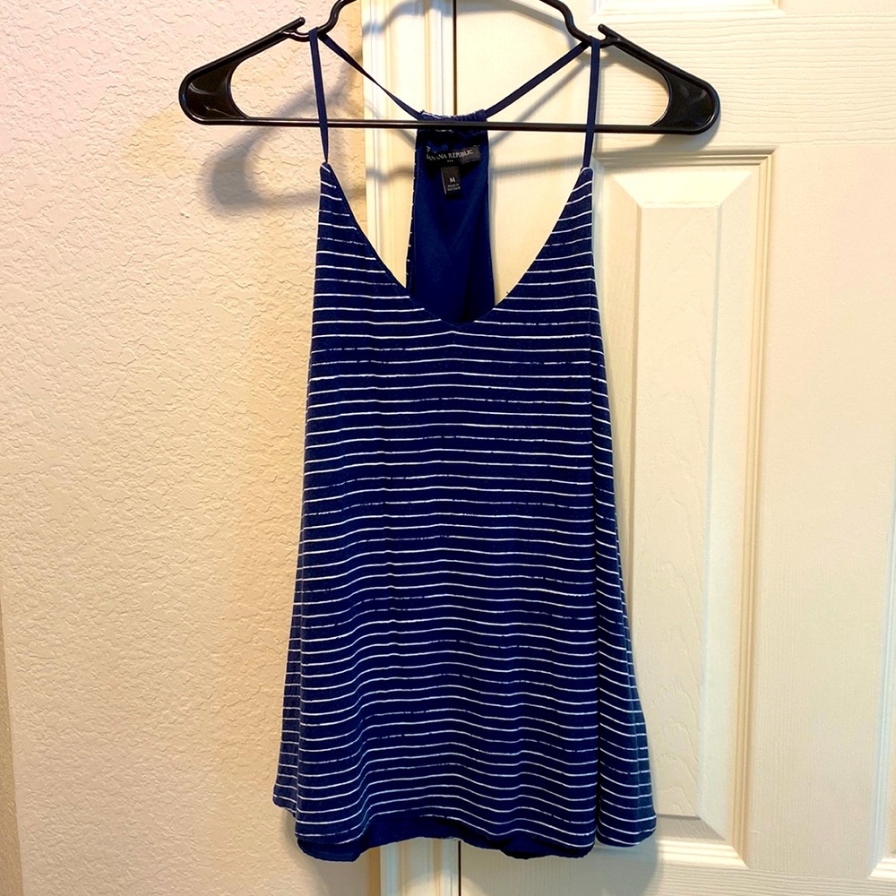 Banana Republic Blue and white striped tank top